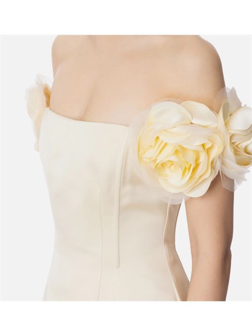 Abito in duchesse con fiori applicati ELISABETTA FRANCHI | ABT5152E2.193